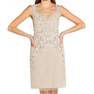 Pappell Studio Women's Beige Beaded Sheath Dress